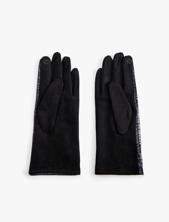 Kadın Eldiven Kroko Görünümlü Suni Deri Detaylı