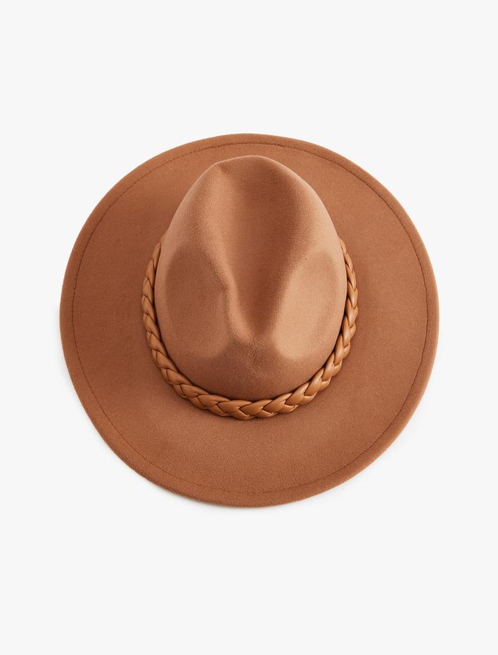 Kadın Fötr Şapka Örgü Bant Detaylı