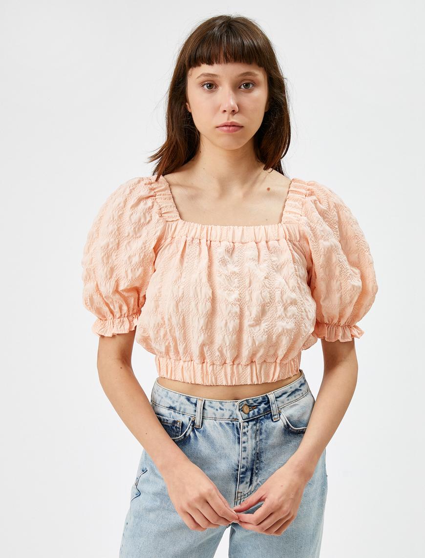  Crop Bluz Kısa Kollu