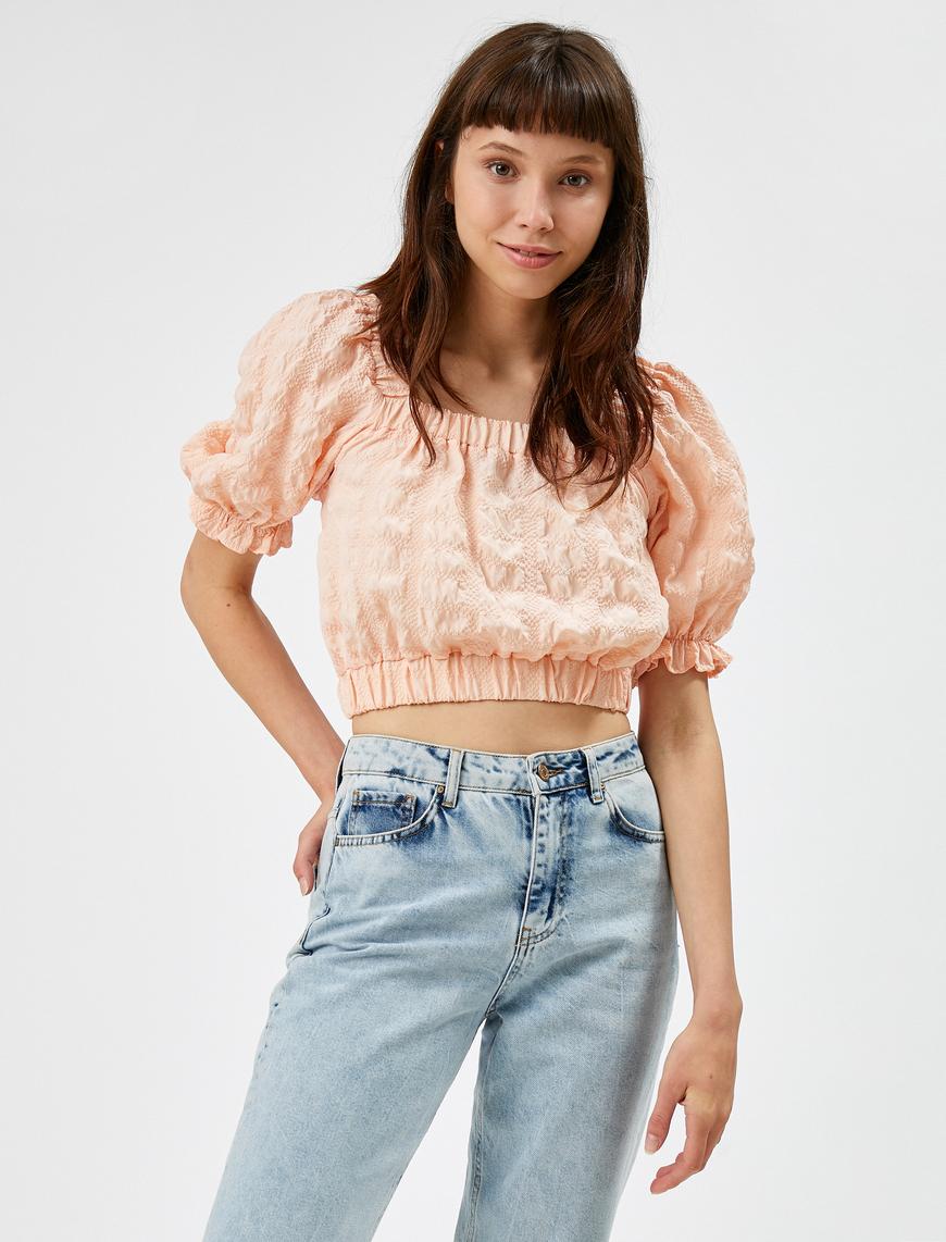   Crop Bluz Kısa Kollu