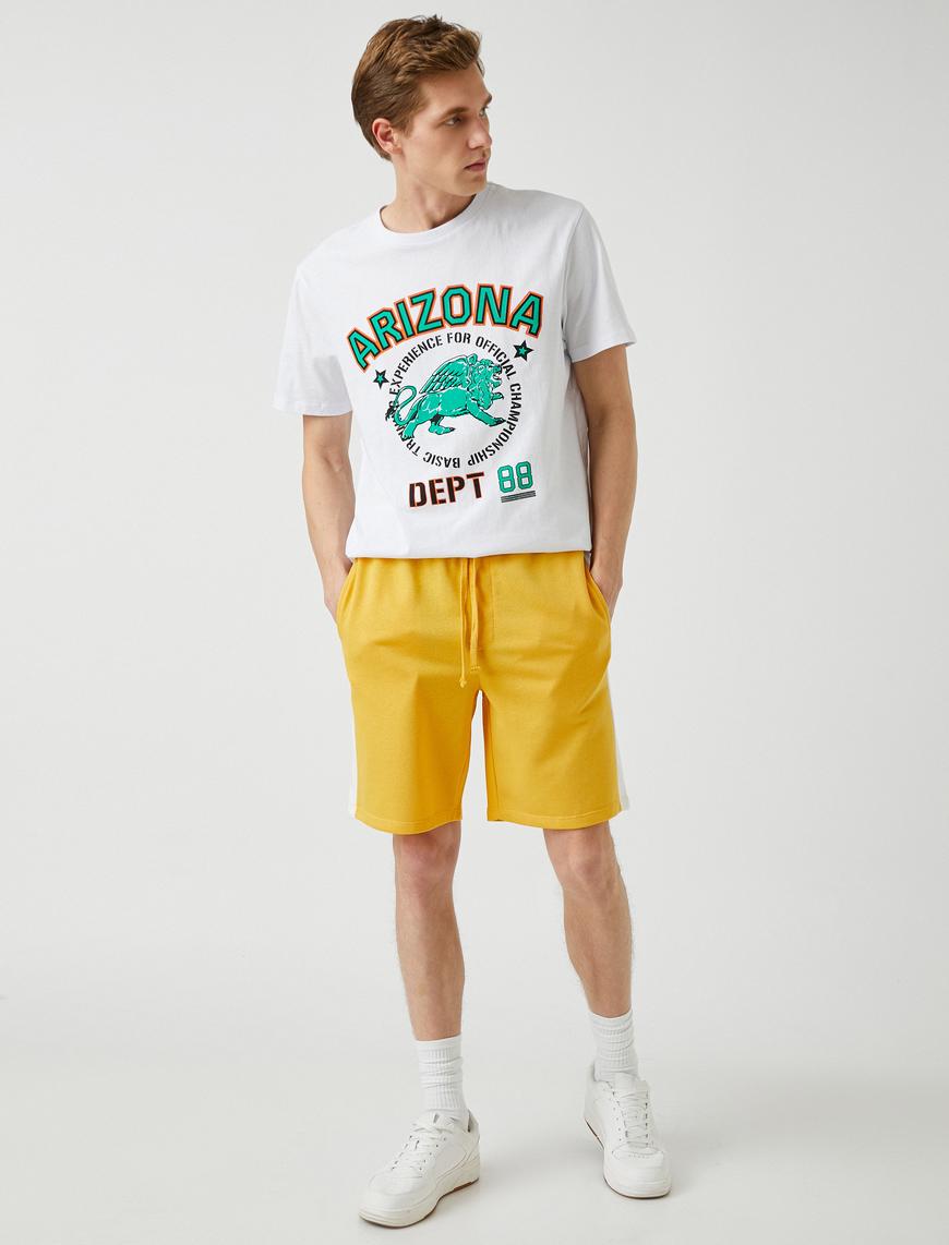   Slim Fit Şeritli Şort