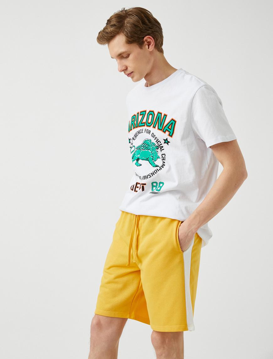   Slim Fit Şeritli Şort