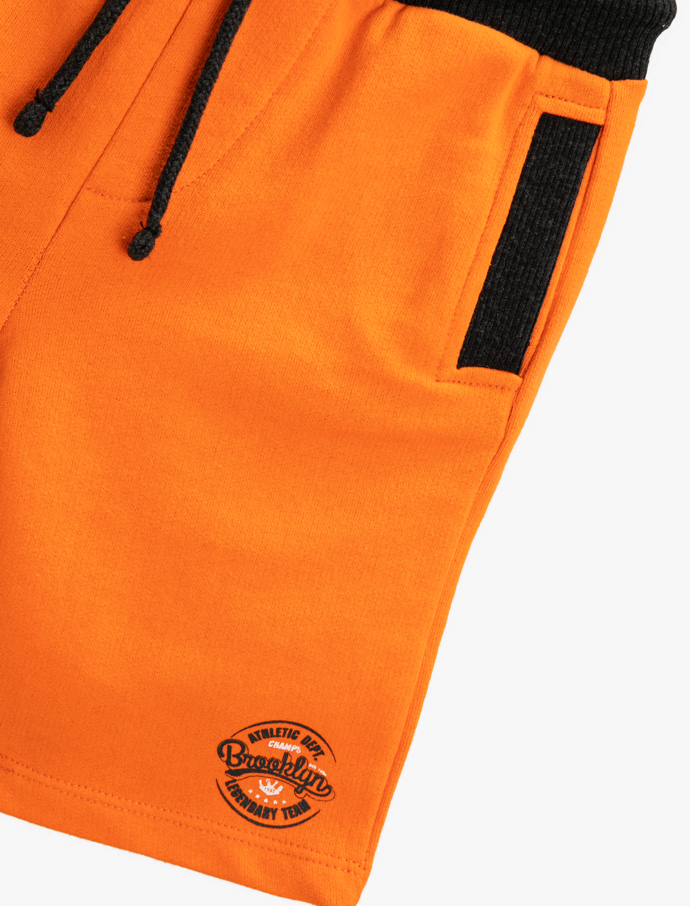  Erkek Çocuk Slogan Baskılı Şort Pamuklu Beli Bağcıklı