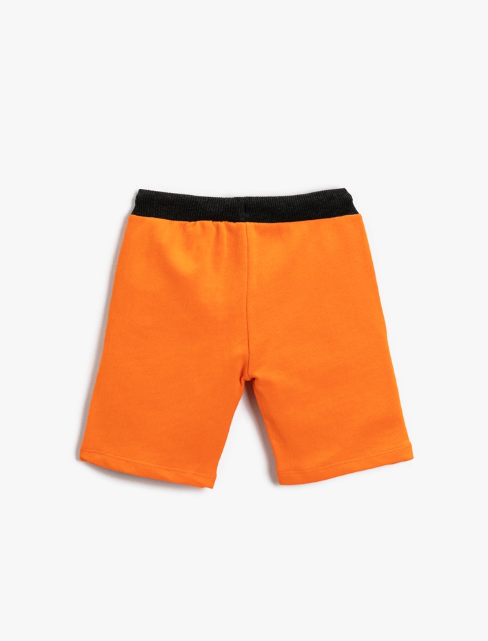 Erkek Çocuk Slogan Baskılı Şort Pamuklu Beli Bağcıklı