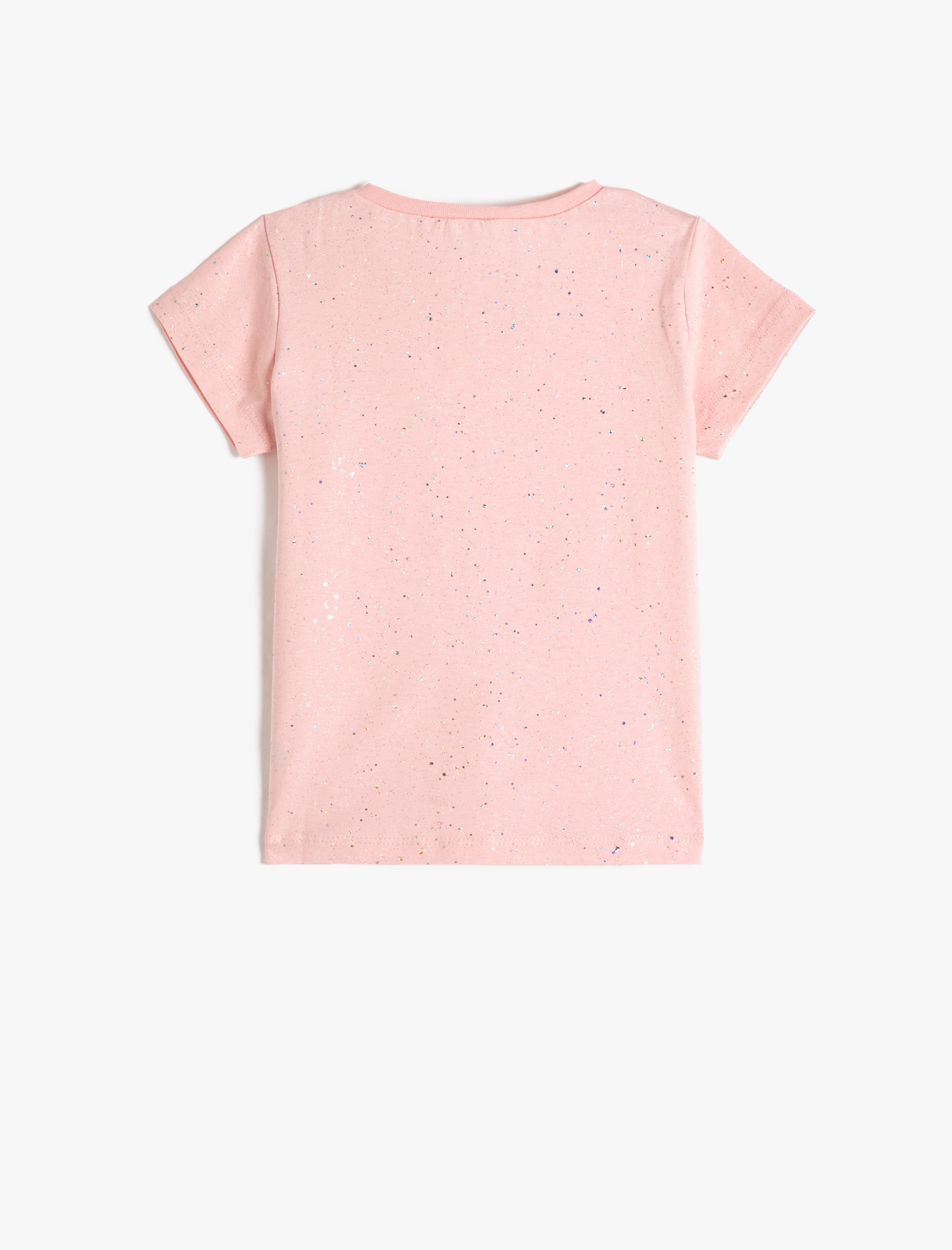  Kız Çocuk Tişört Parıltılı Kısa Kollu Bisiklet Yaka Pamuklu