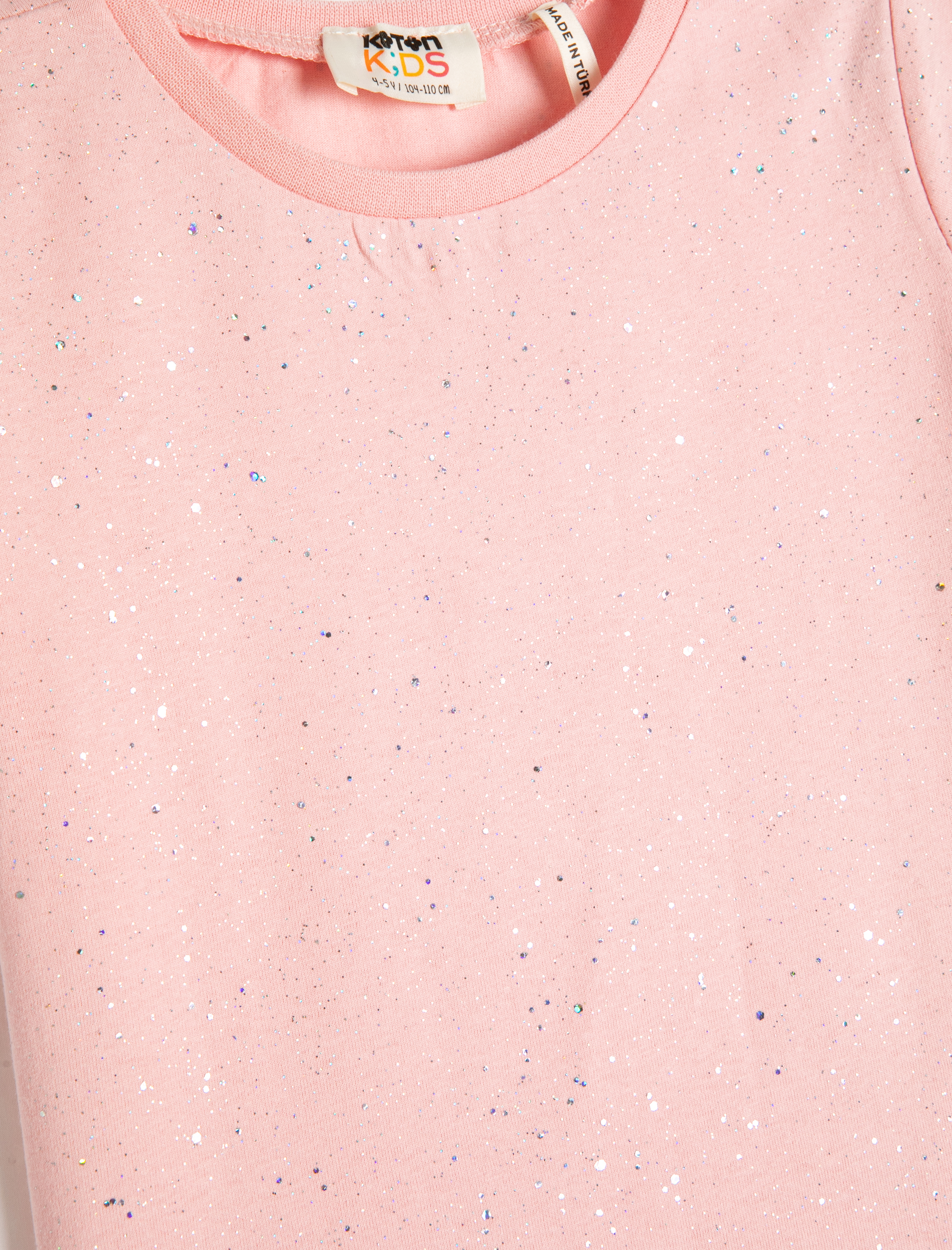  Kız Çocuk Tişört Parıltılı Kısa Kollu Bisiklet Yaka Pamuklu