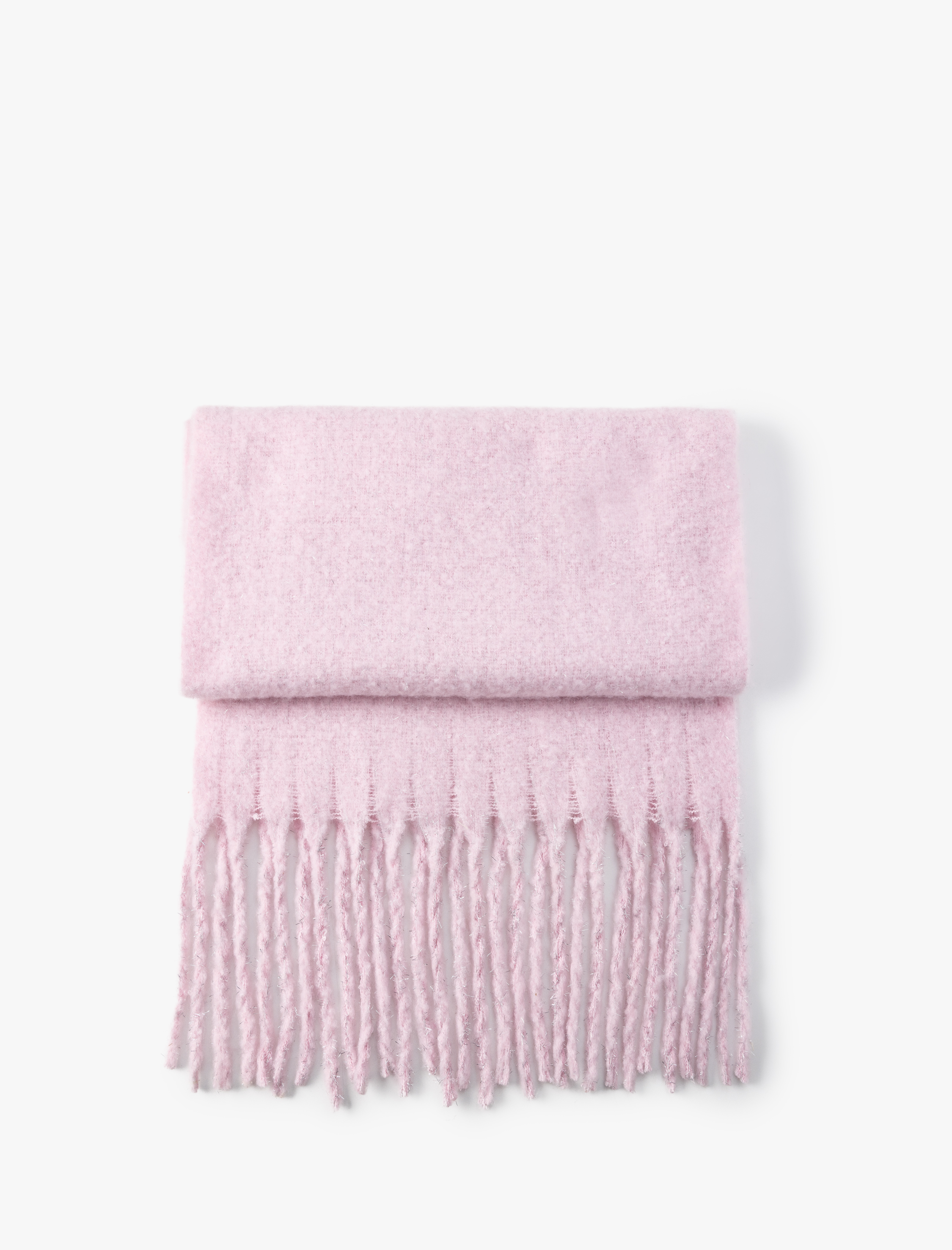  Kadın Parıltılı Simli Peluş Atkı Püskül Detaylı Yumuşak Dokulu