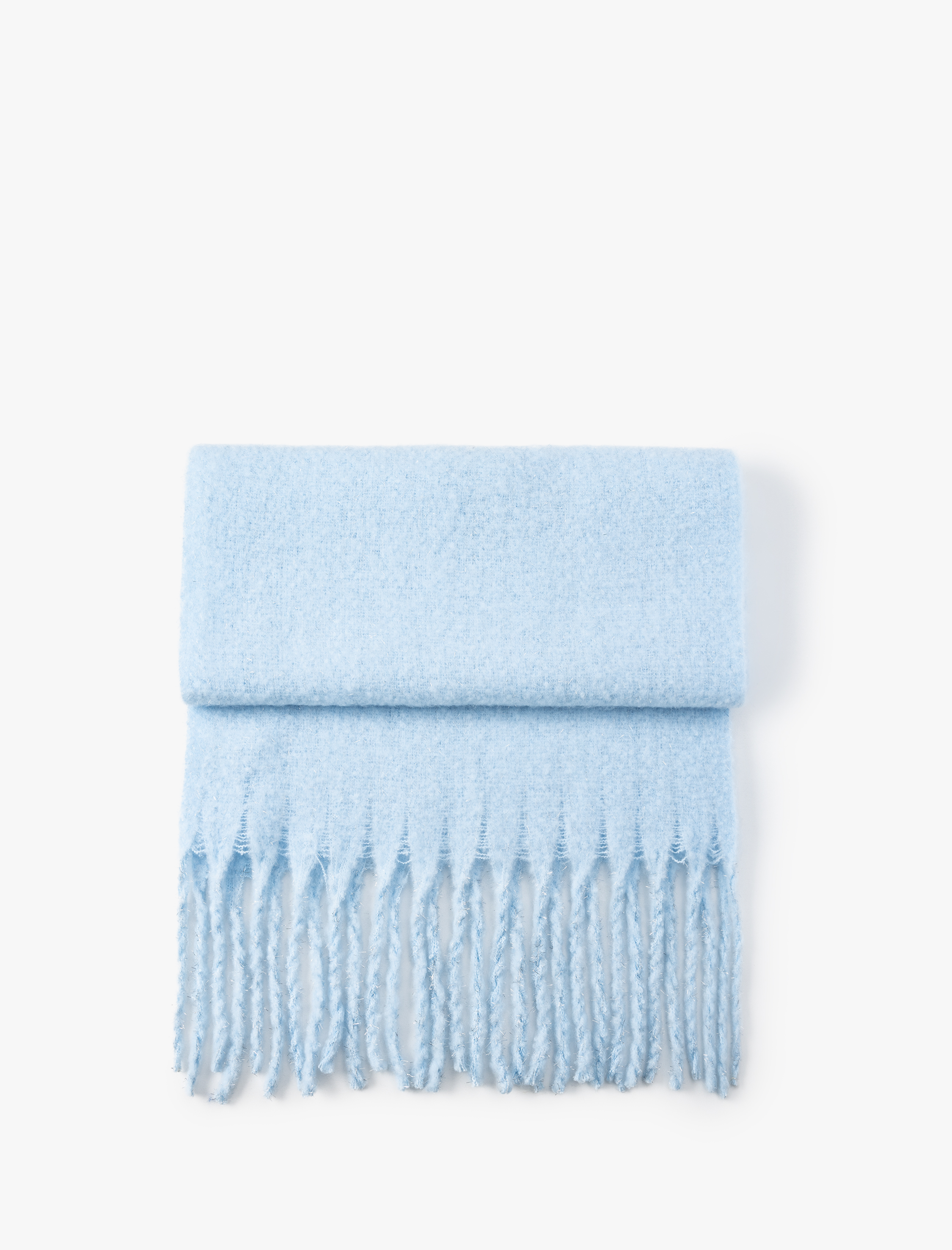  Kadın Parıltılı Simli Peluş Atkı Püskül Detaylı Yumuşak Dokulu