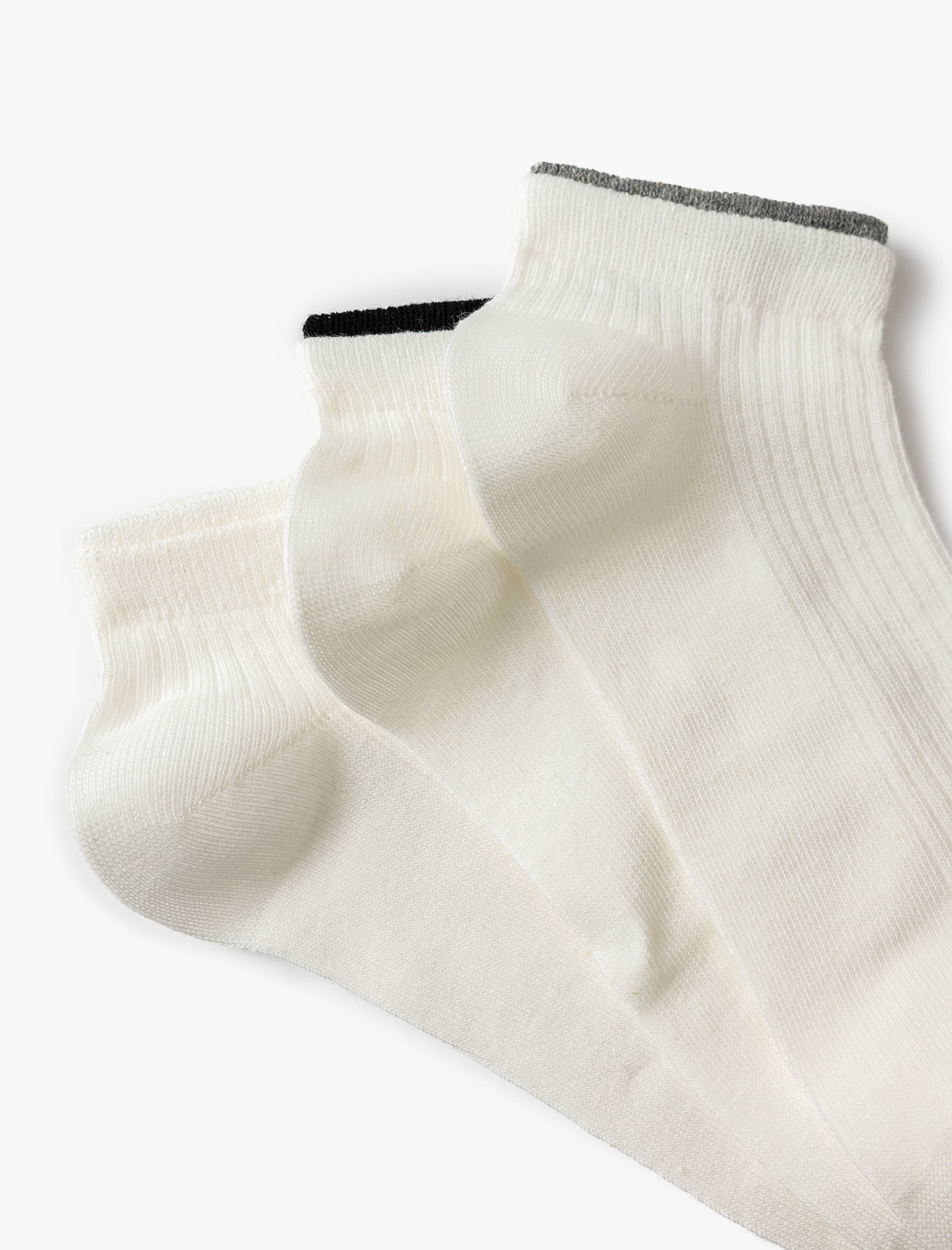  Kadın 3'lü Patik Çorap Seti Şerit Desenli