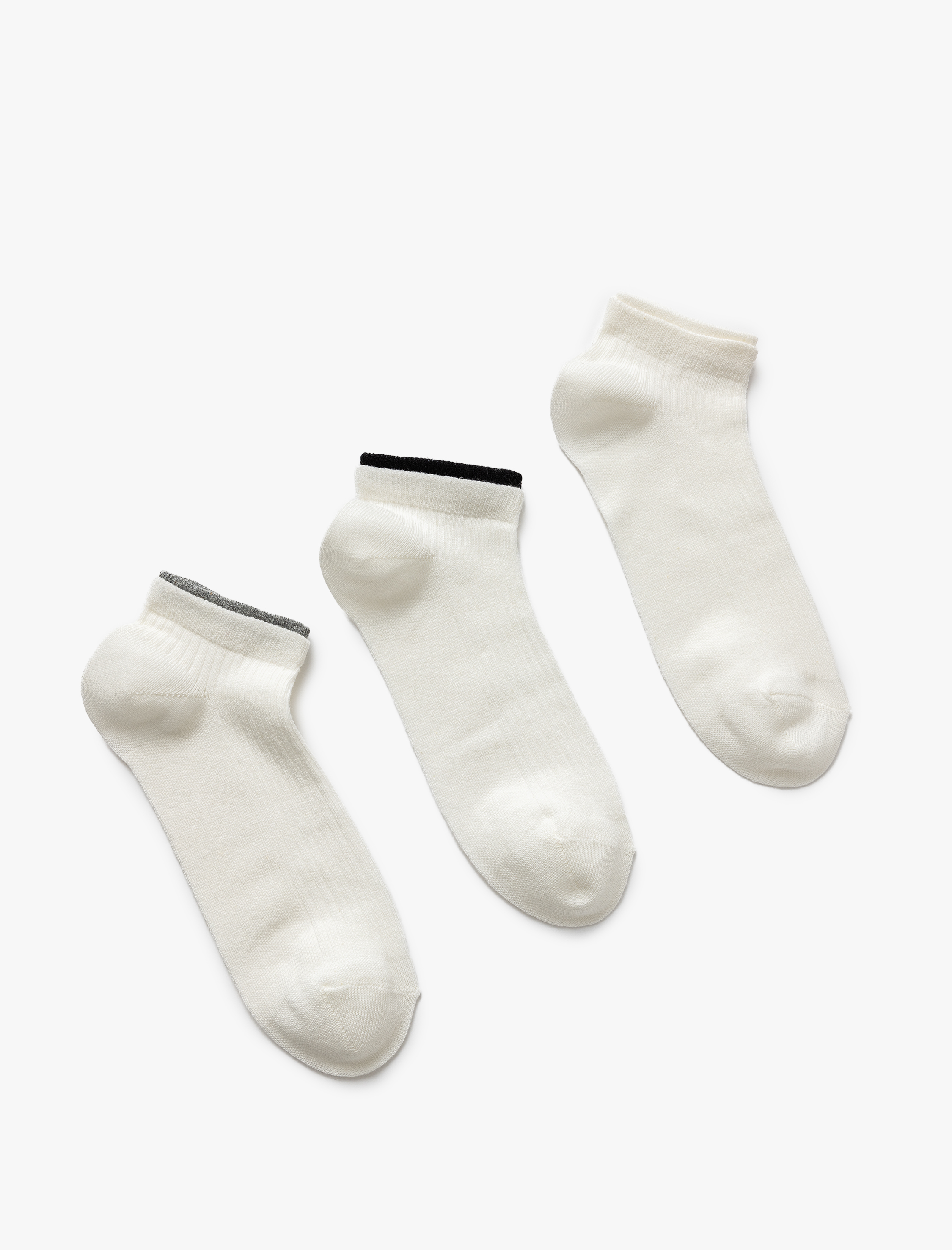  Kadın 3'lü Patik Çorap Seti Şerit Desenli