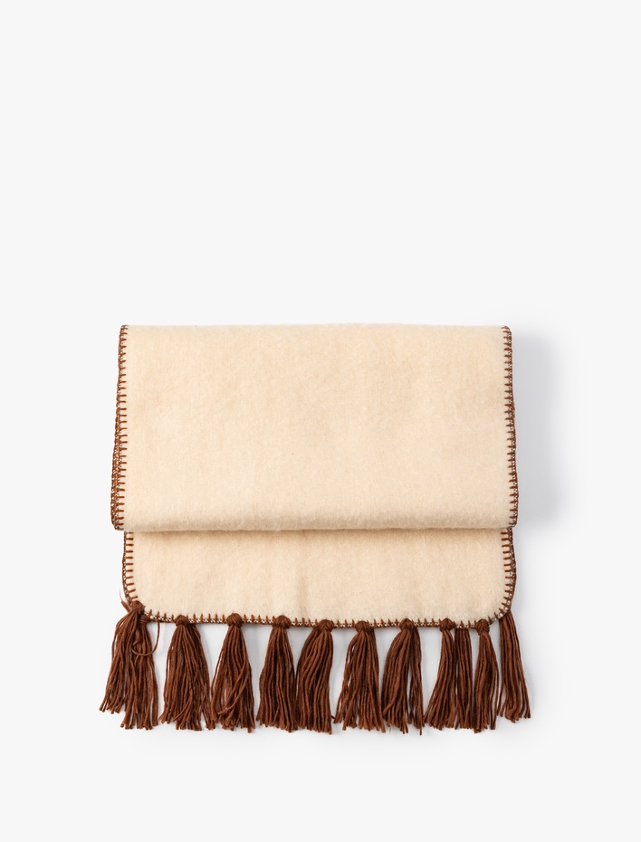 Kadın Basic Atkı Püskül Detaylı Yumuşak Dokulu