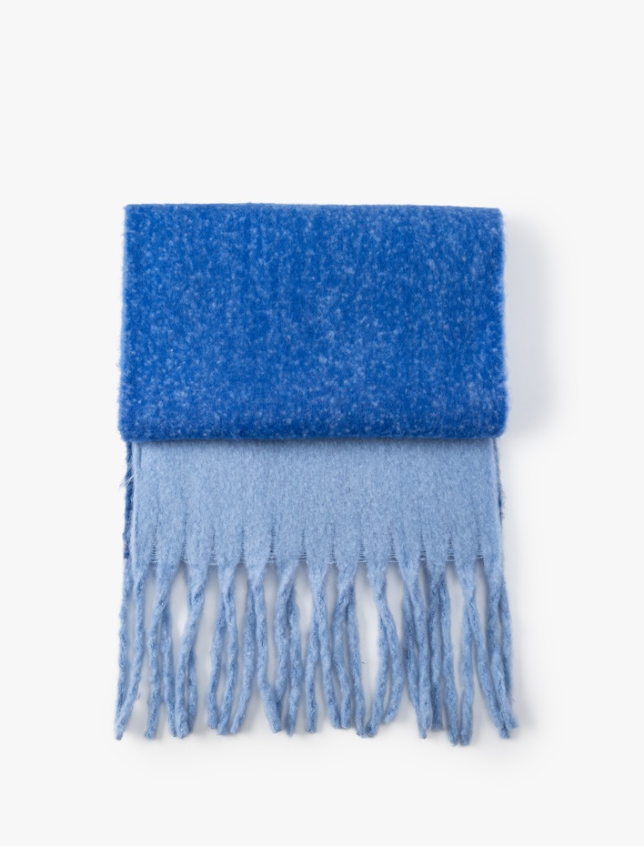 Kadın Basic Atkı Püskül Detaylı Yumuşak Dokulu