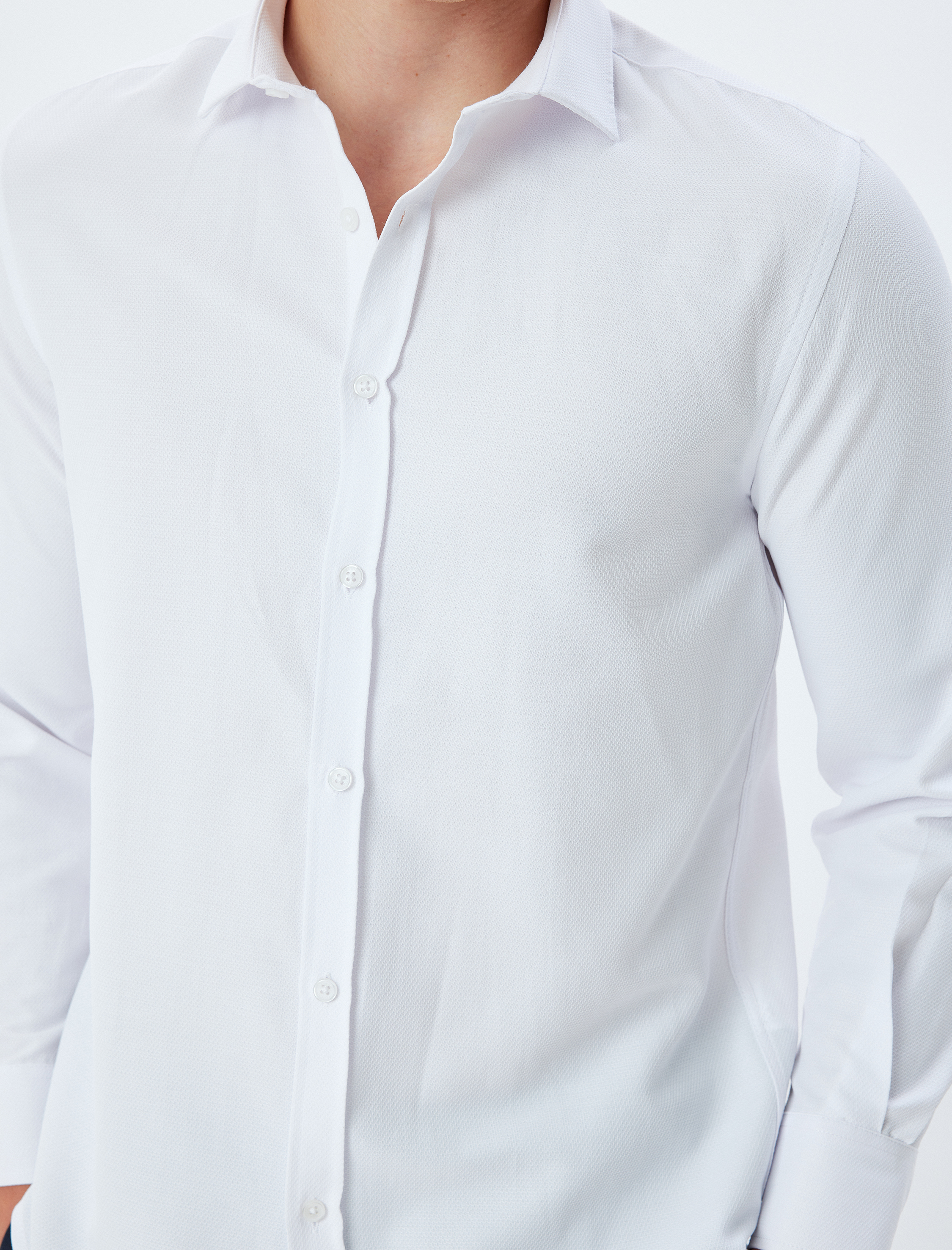 Slim Fit Gömlek Uzun Kollu Pamuk Karışımlı