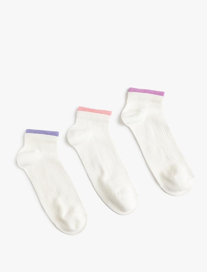 Kadın 3'lü Patik Çorap Seti Şerit Desenli