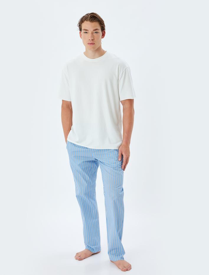  Oversize Pijama Altı Pamuklu Beli Lastikli Cep Detaylı Pamuklu