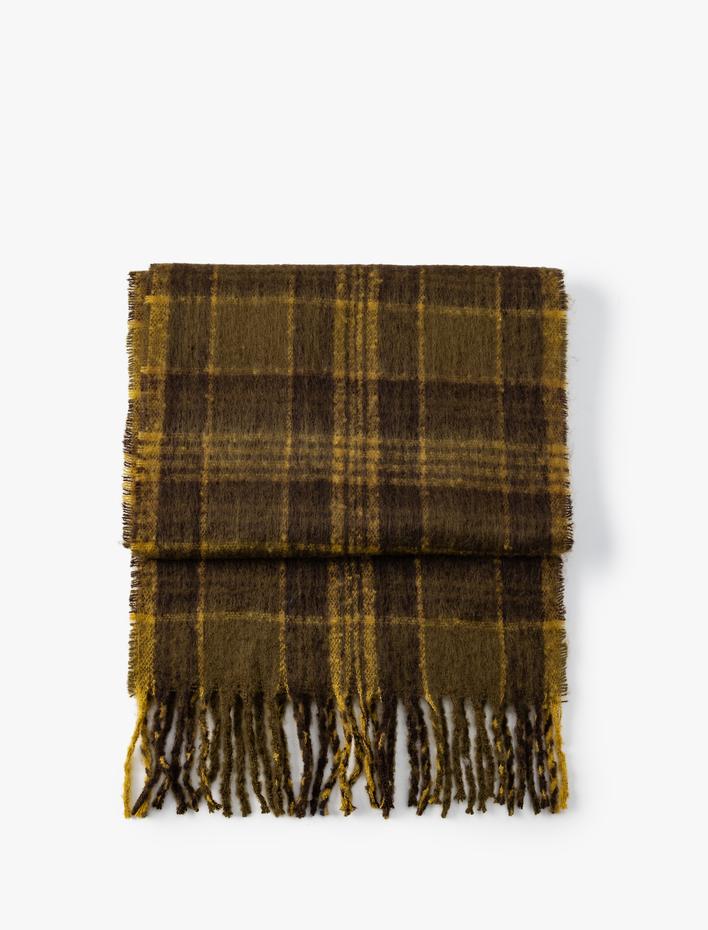 Erkek Uzun Atkı Ekoseli Püsküllü - Koton X Sima Tarkan