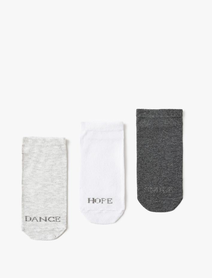 Kadın 3'lü Patik Çorap Seti Çok Renkli Metalik Dokulu