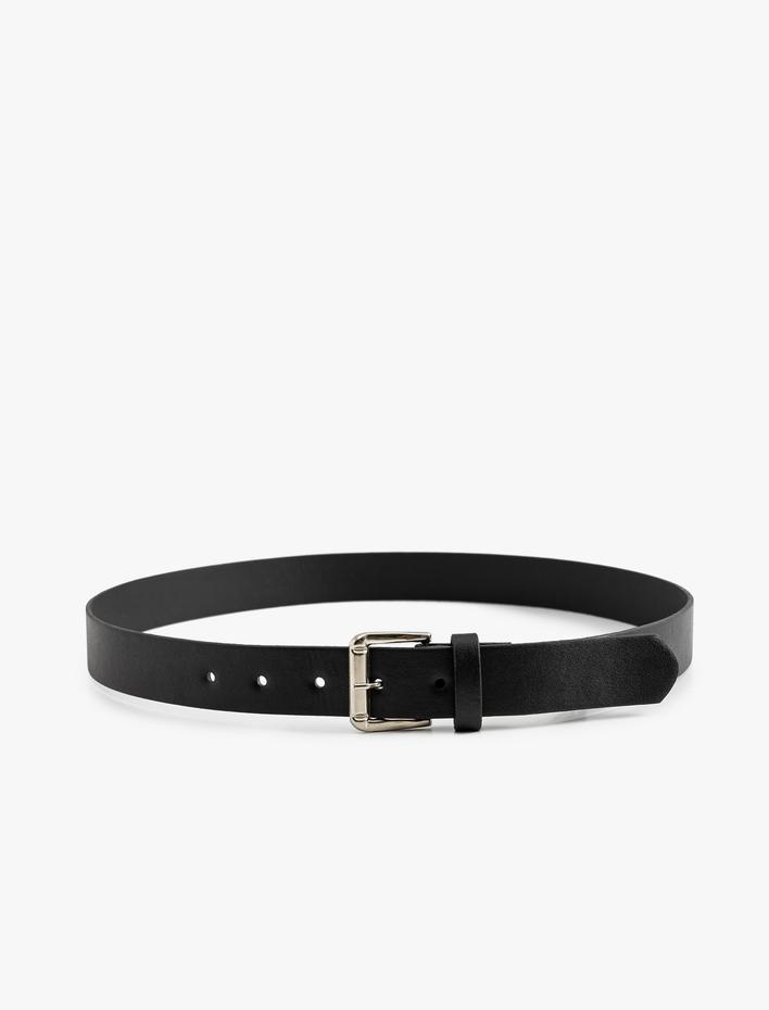 Kadın Kemer Deri Görünümlü Metal Tokalı