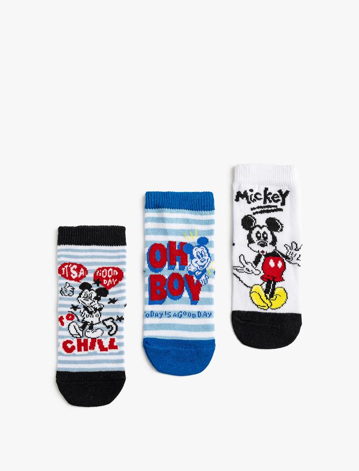 Erkek Çocuk 3'lü Mickey Mouse Lisanslı Çorap Seti