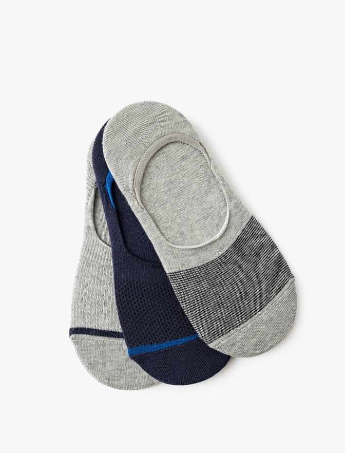 Erkek Babet Çorap Seti 3'lü Çizgi Detaylı Pamuk Karışımlı