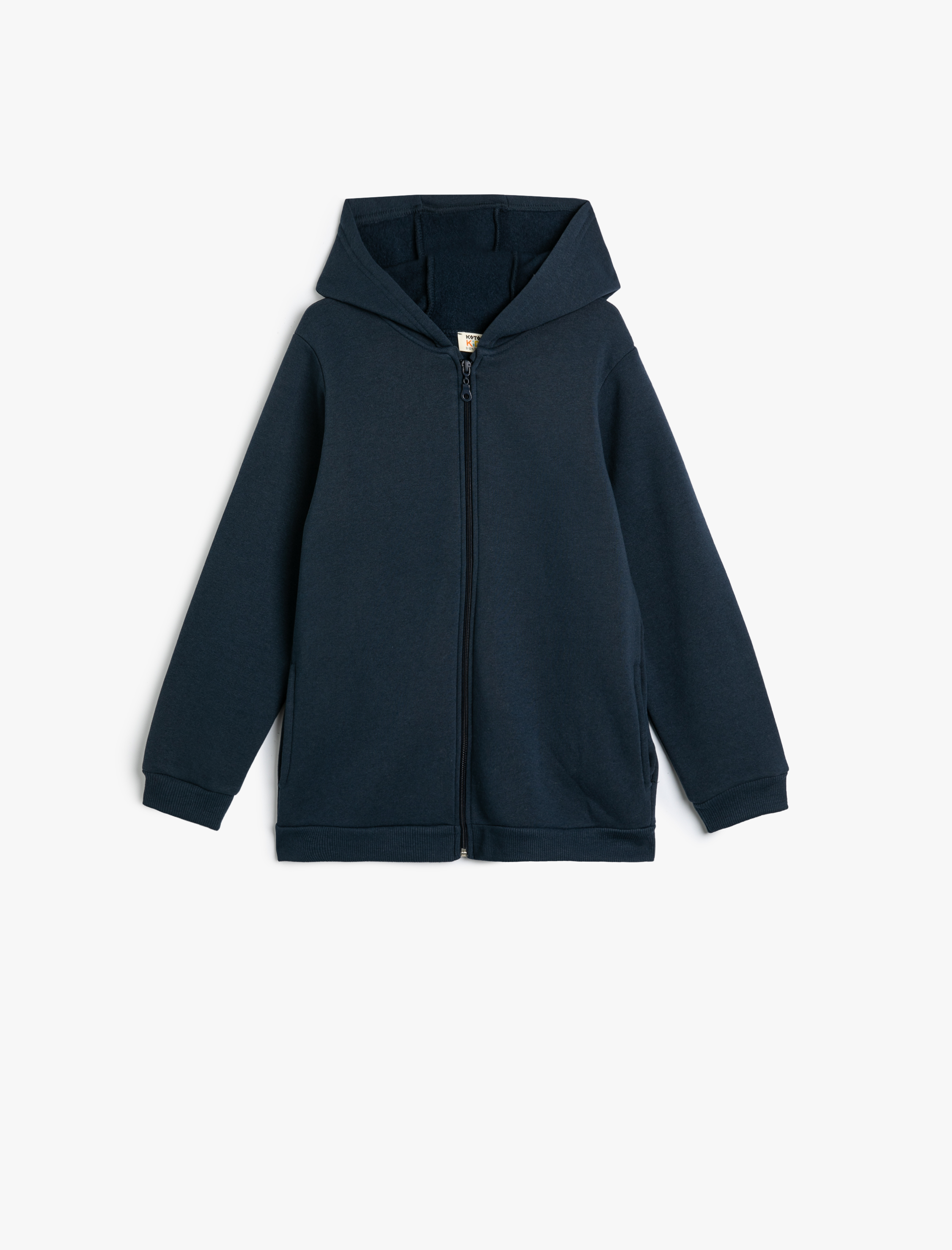 Erkek Çocuk Fermuarlı Uzun Kollu Cepli Şardonlu Kapşonlu Okul Sweatshirt