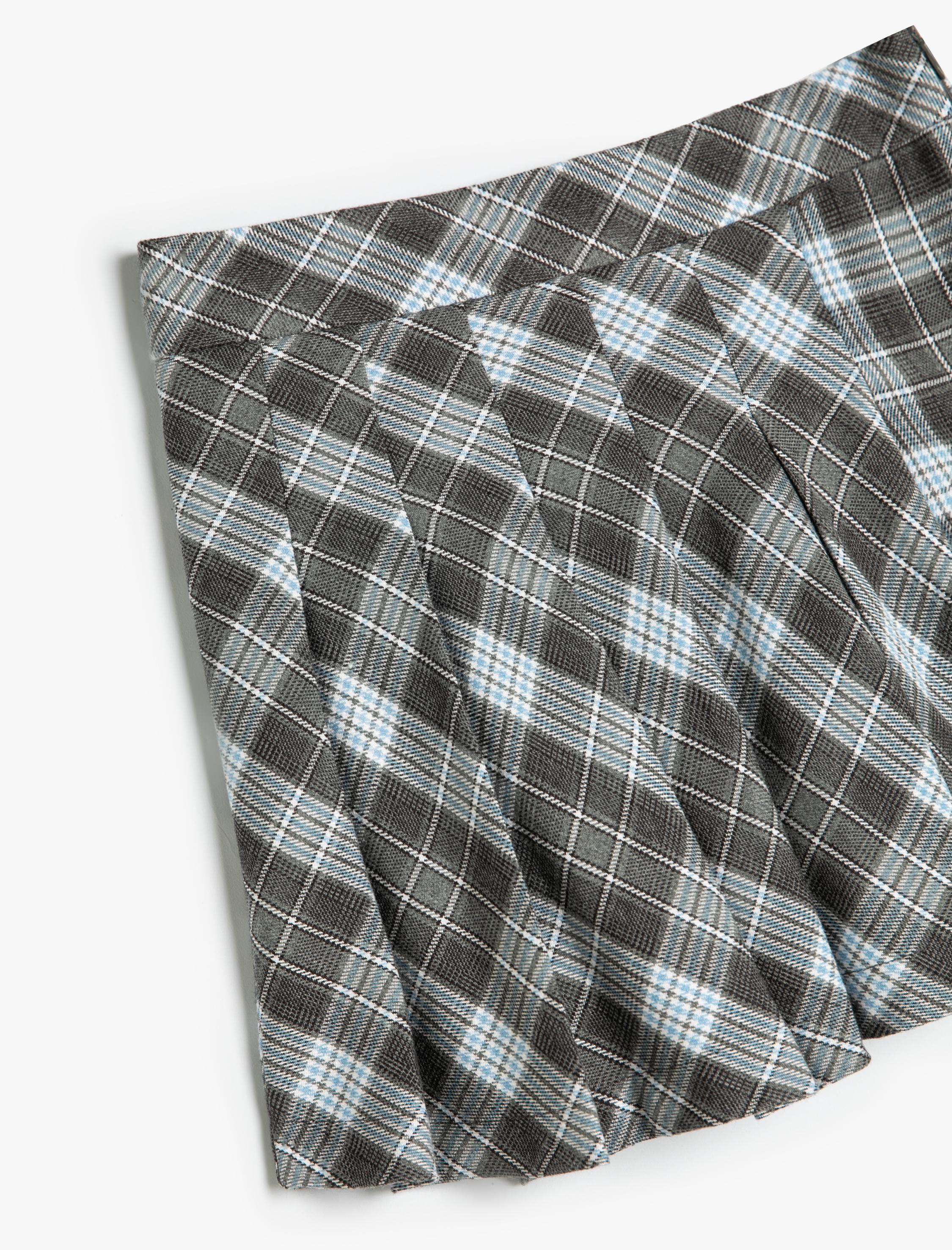 Kız Çocuk Ekoseli Pile Detaylı Viskon Karışımlı Okul Eteği