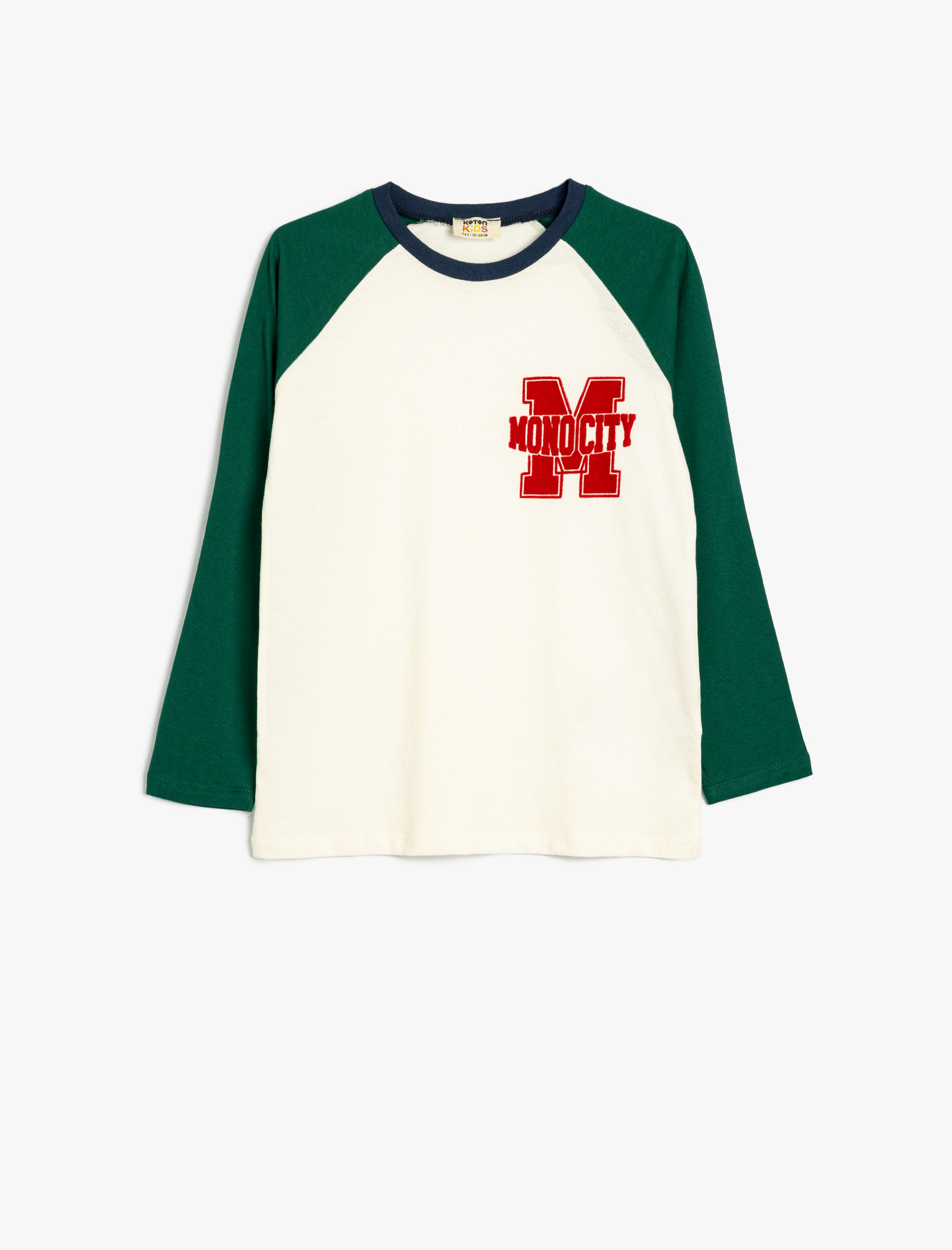  Erkek Çocuk Tişört Kolej Baskılı Uzun Kollu Bisiklet Yaka Pamuklu