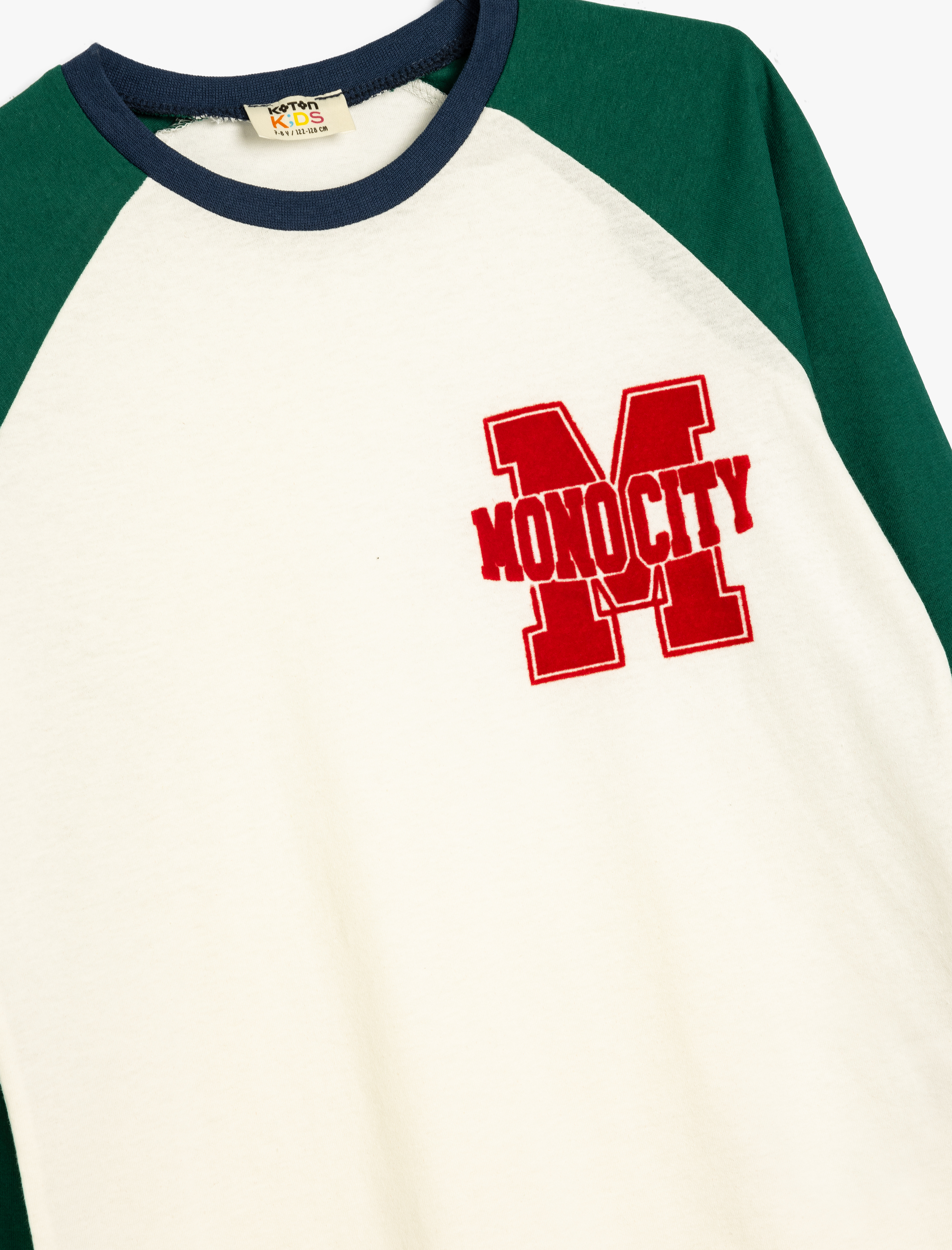  Erkek Çocuk Tişört Kolej Baskılı Uzun Kollu Bisiklet Yaka Pamuklu