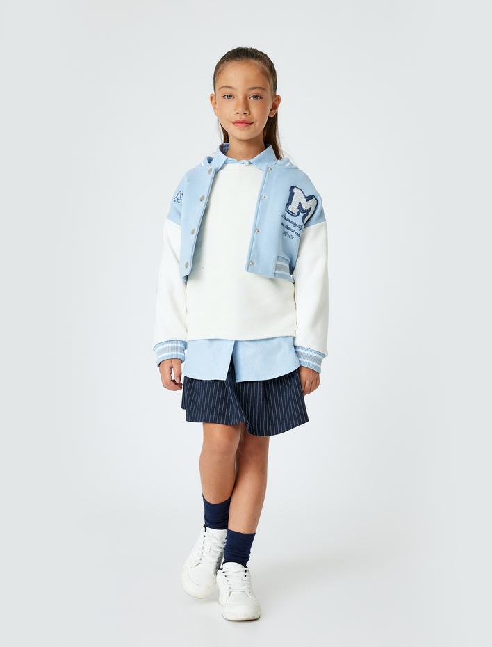 Kız Çocuk Pile Detaylı Beli Lastikli Viskon Karışımlı Etek