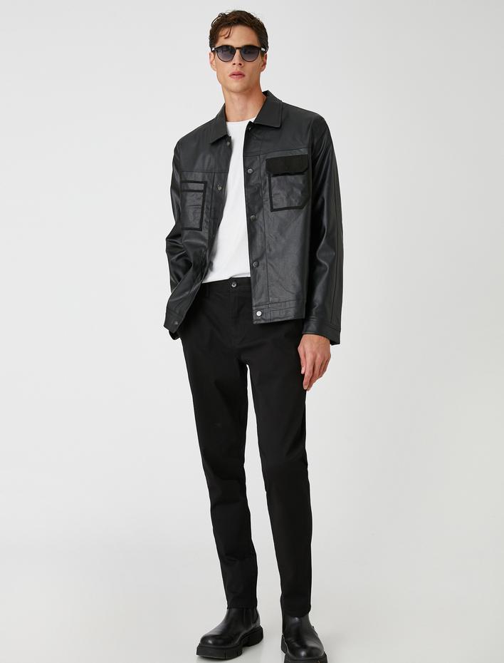  Basic Chino Pantolon Düğmeli Cep Detaylı