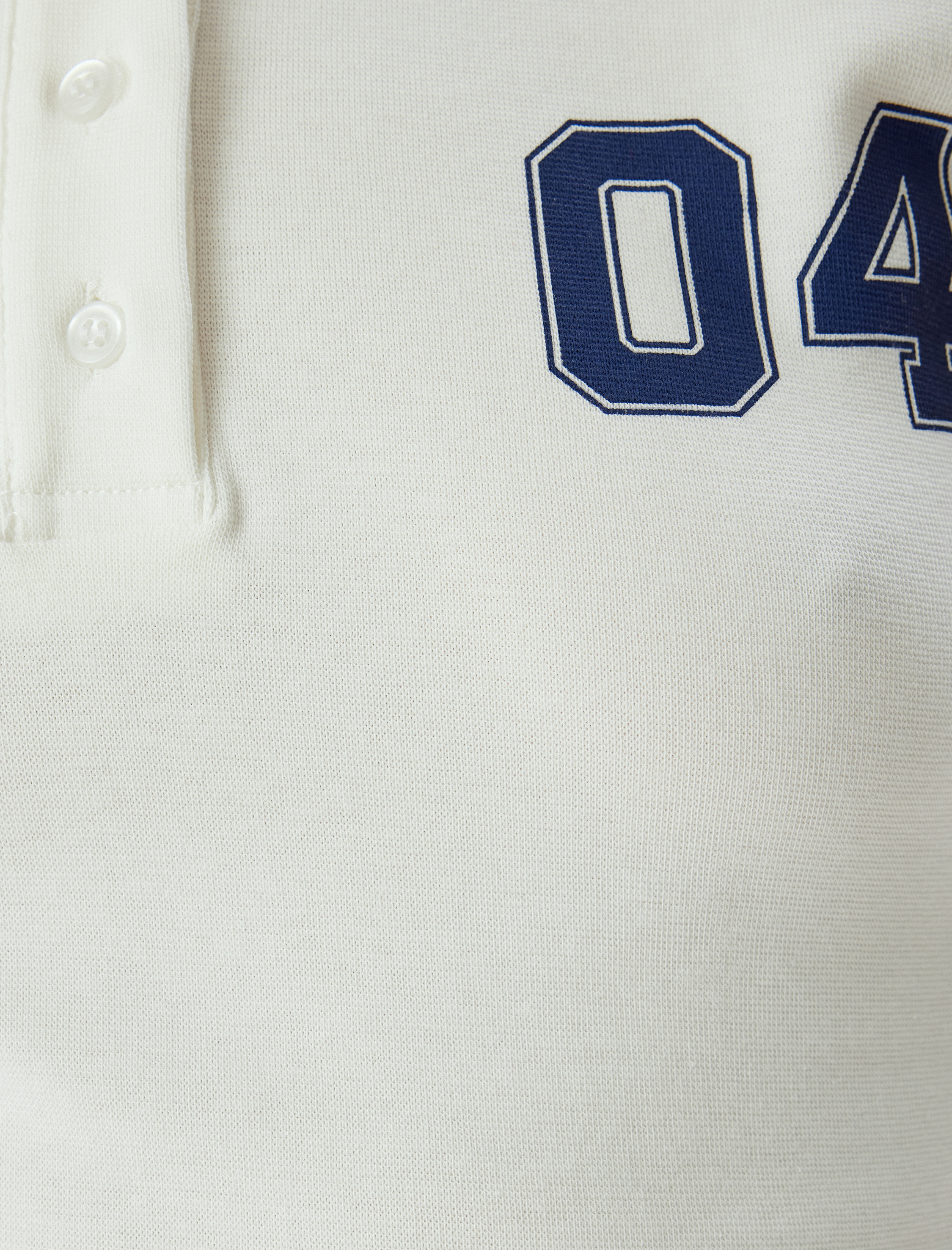   Polo Yaka Crop Tişört Baskılı Kısa Kollu Düğmeli