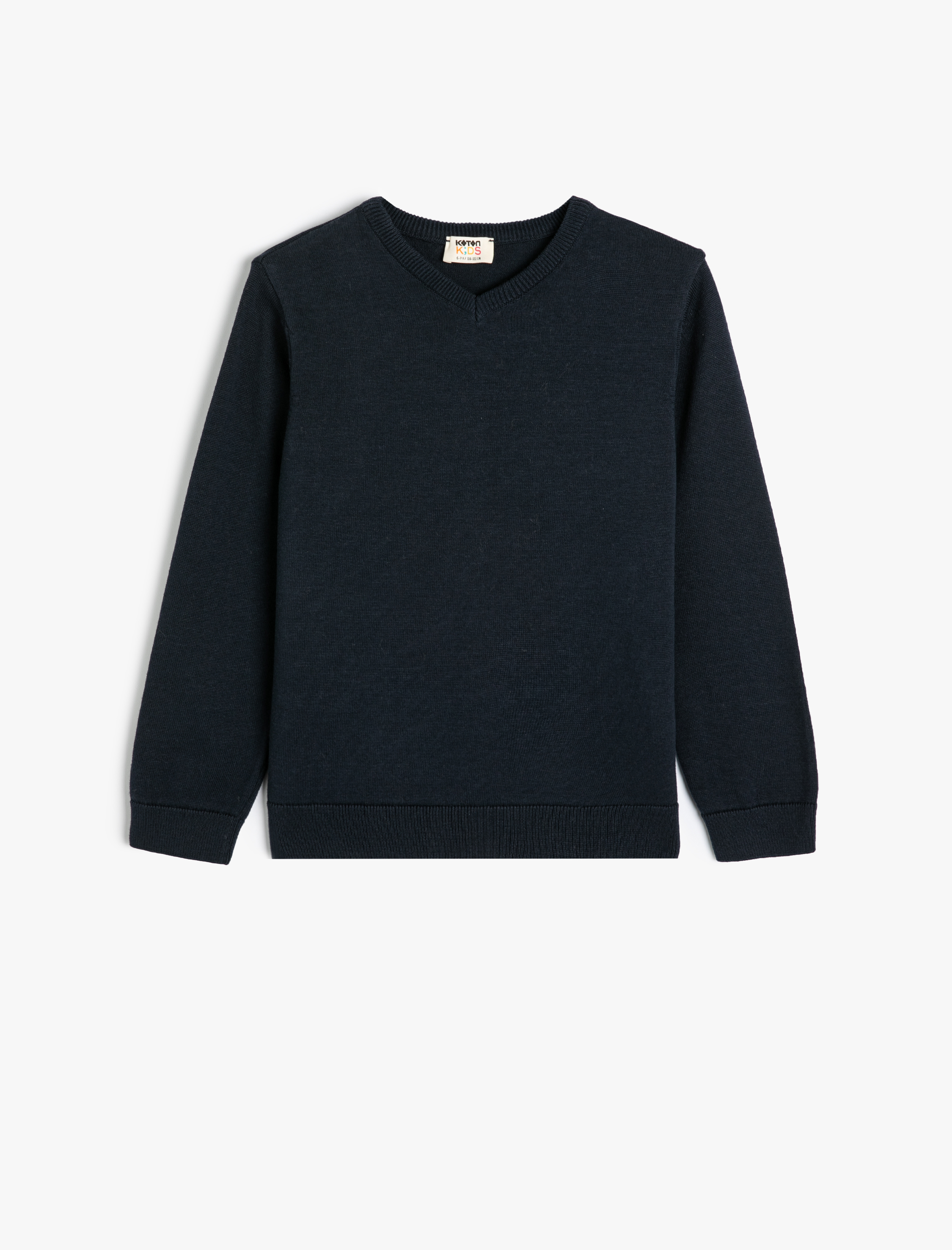  Erkek Çocuk V Yaka Uzun Kollu Pamuklu Basic Okul Kazağı