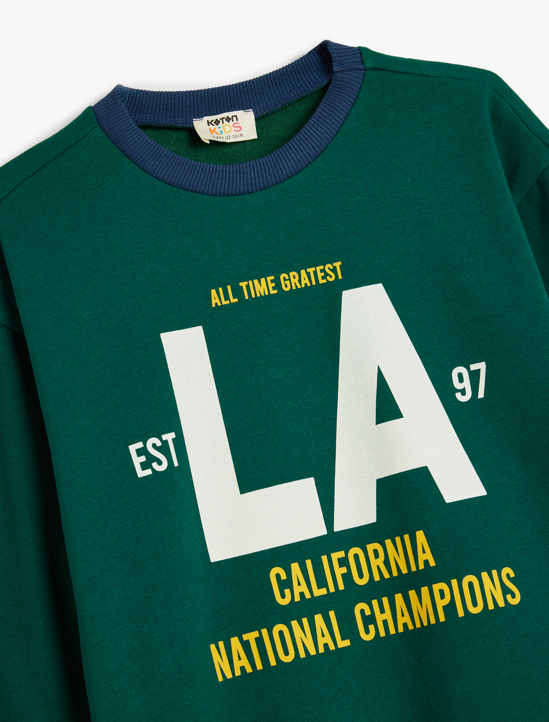  Erkek Çocuk Oversize Sweatshirt Kolej Baskılı Bisiklet Yaka Pamuklu Şardonlu