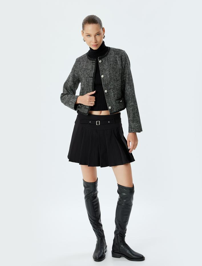  Tüvit Gömlek Ceket Düğmeli Bisiklet Yaka Slim Fit