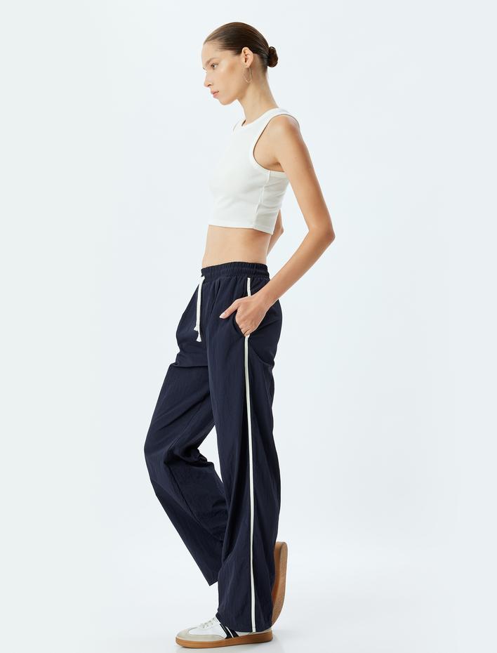  Paraşüt Pantolon Beli Bağcıklı Cep Detaylı Biyeli