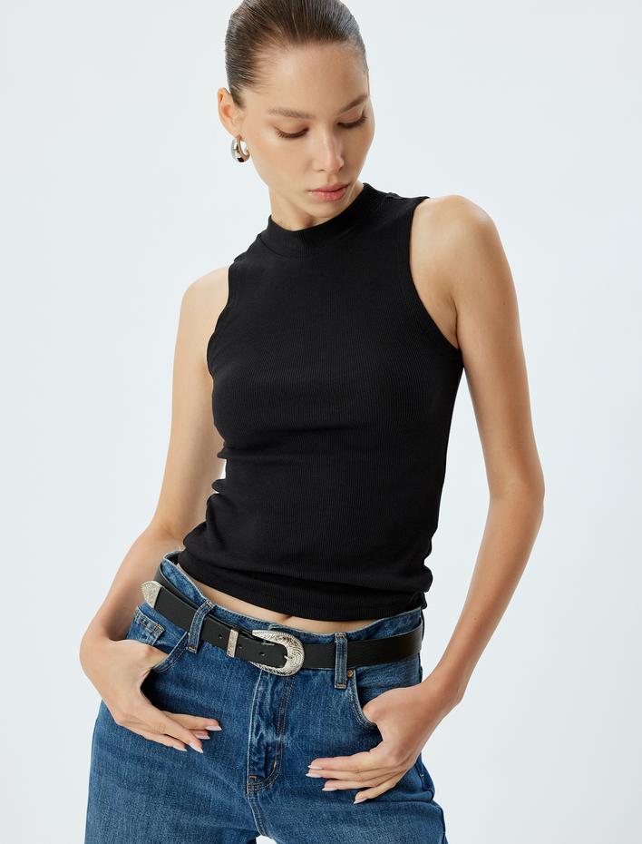  Basic Atlet Fitilli Kolsuz Dik Yaka Slim Fit