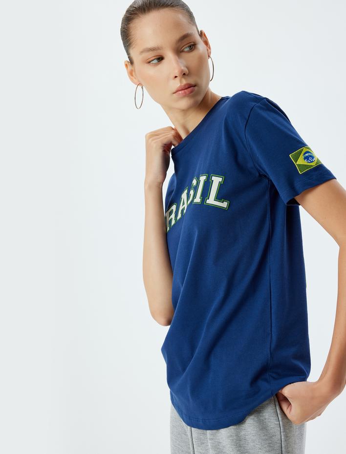  Oversize Arkası Baskılı Sloganlı Bisiklet Yaka Tişört