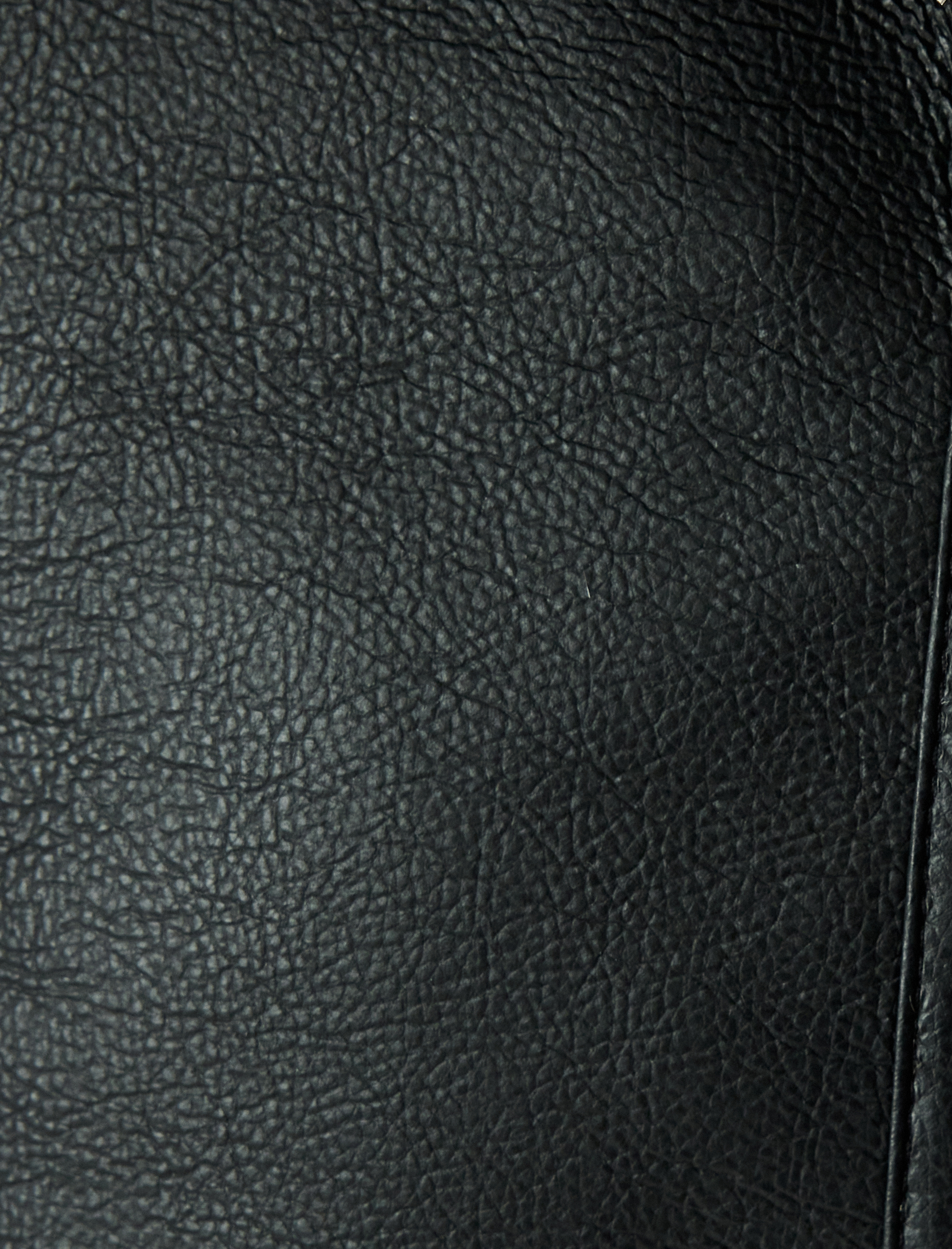   Deri Görünümlü Biker Ceket Crop Suni Leopar Kürk Yaka Fermuarlı Cep Detaylı