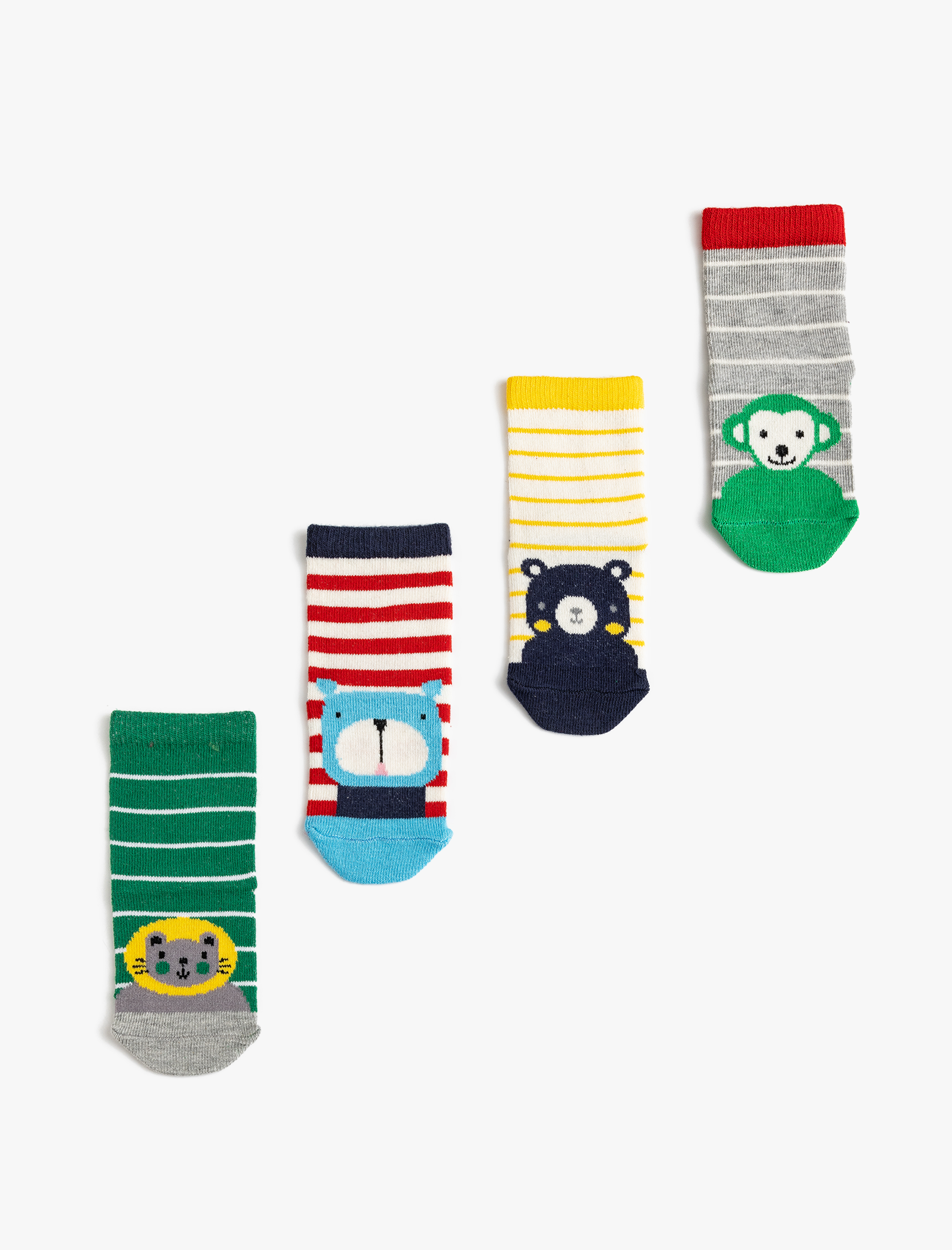 Erkek Bebek 4'lü Çorap Seti Hayvan Desenli