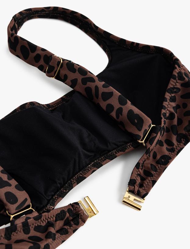 Bralet Leopar Bikini Üstü  Arkası Kopça Kapamalı Astarlı Pedli_2