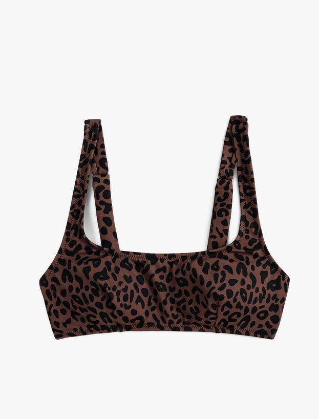 Bralet Leopar Bikini Üstü  Arkası Kopça Kapamalı Astarlı Pedli_0