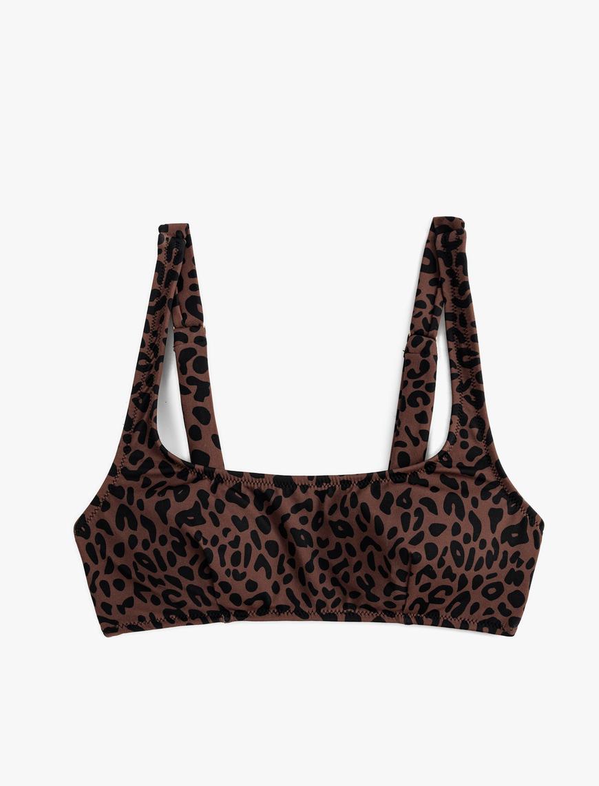   Bralet Leopar Bikini Üstü  Arkası Kopça Kapamalı Astarlı Pedli