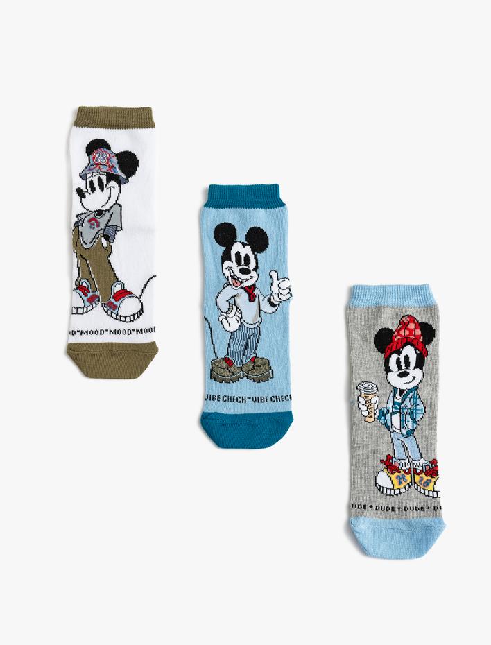 Erkek Çocuk 3'lü Mickey Mouse Çorap Seti Lisanslı