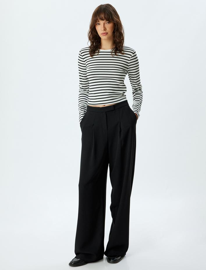  Uzun Kollu Basic Body Bisiklet Yaka Penye