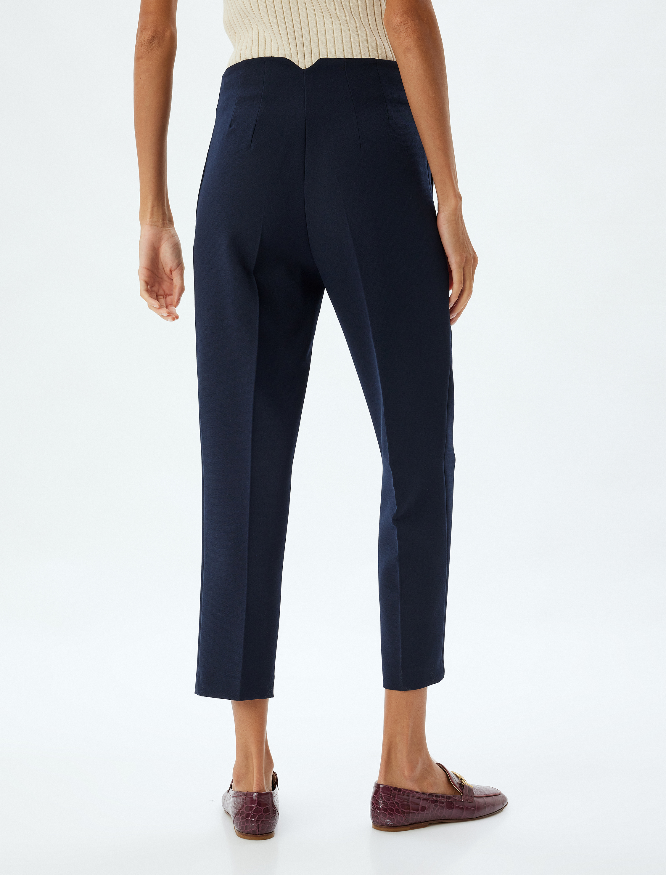   Yüksek Bel Cepli Slim Fit Cigarette Pantolon