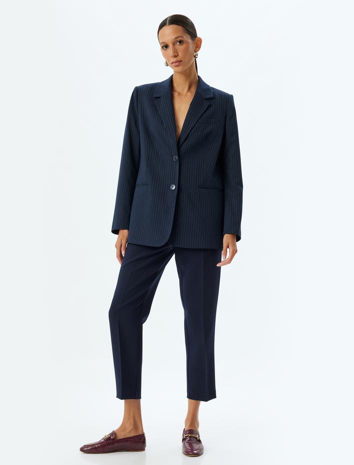  Yüksek Bel Cepli Slim Fit Cigarette Pantolon