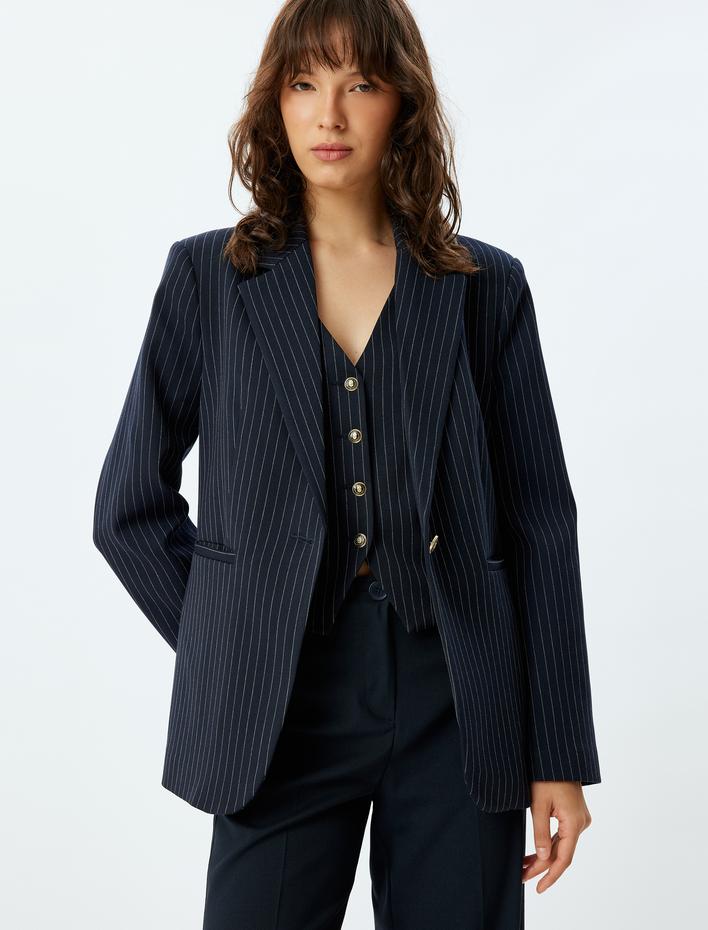  Uzun Blazer Ceket Kruvaze Regular Fit