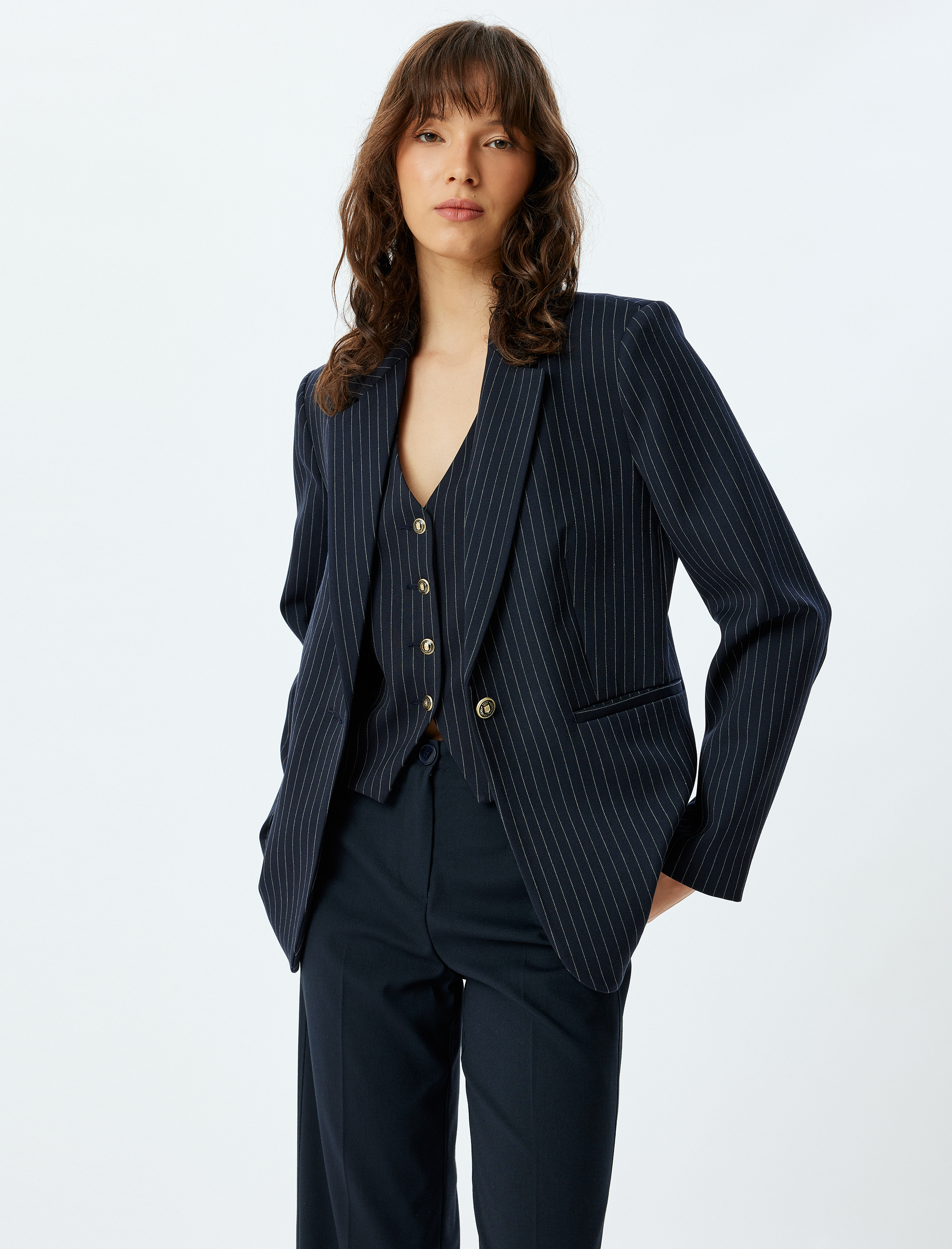   Uzun Blazer Ceket Kruvaze Regular Fit