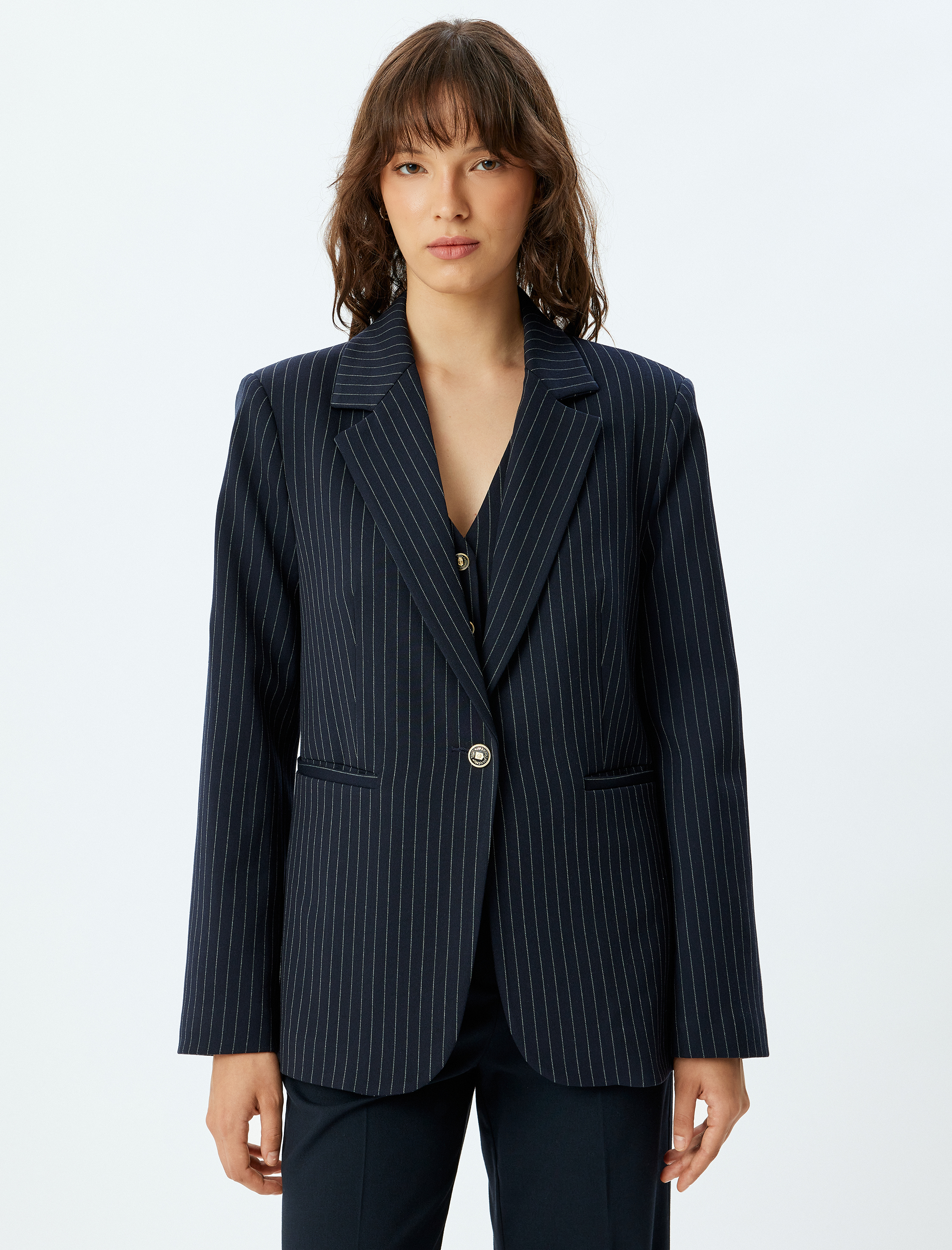   Uzun Blazer Ceket Kruvaze Regular Fit