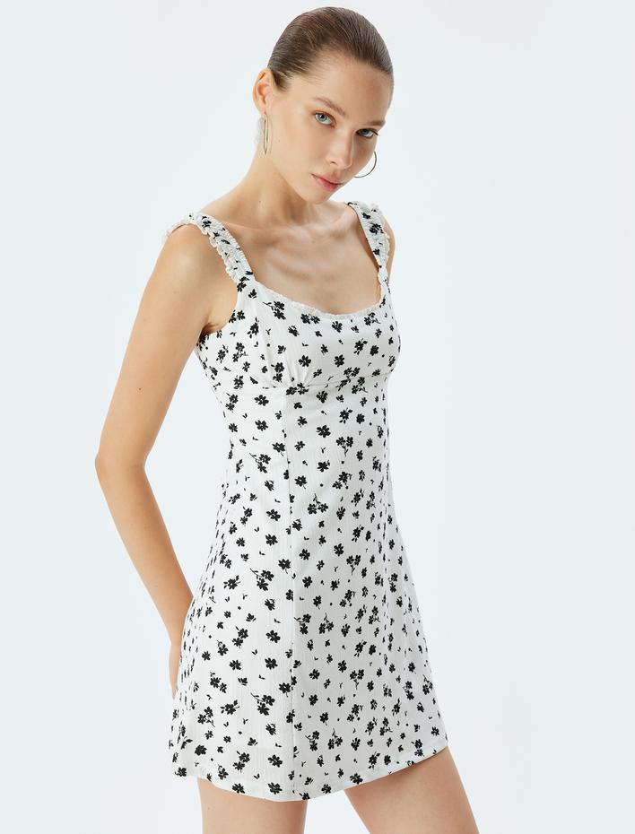  Mini Elbise Çiçekli Kolsuz Çan Etek Bürümcük Rahat Kalıp Bürümcük